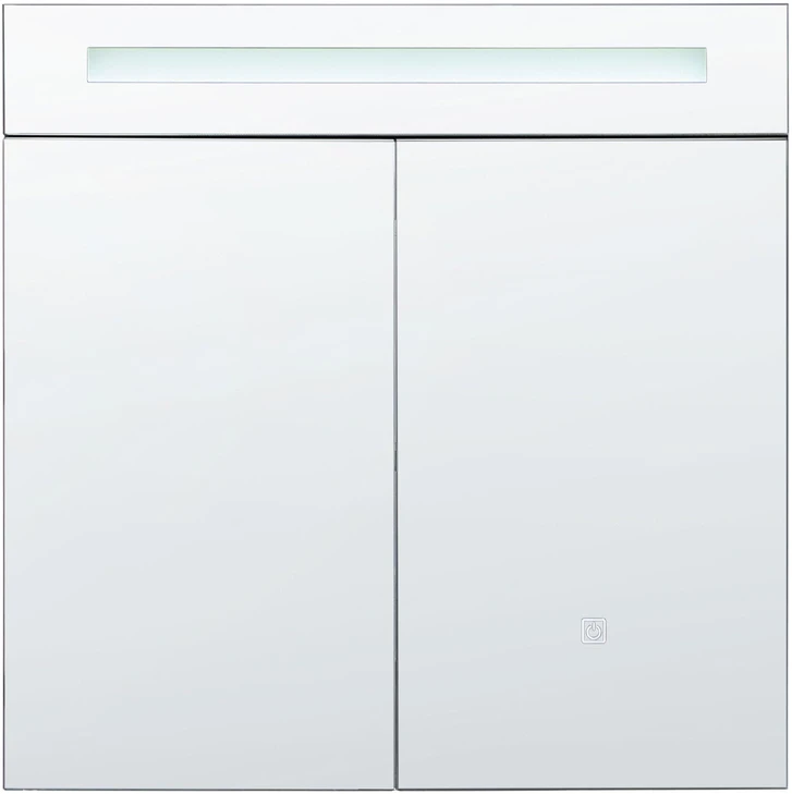 Beliani Pakabinama vonios kambario spintelė su LED veidrodžiu JARAMILLO 60 x 60 cm, juoda