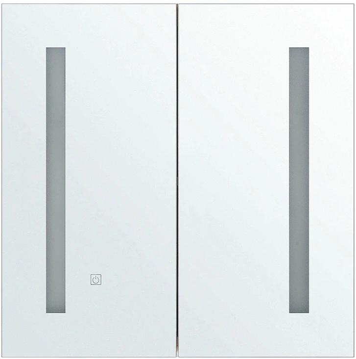 Beliani Pakabinama vonios kambario spintelė su LED veidrodžiu CHABUNCO 60 cm 60 cm balta