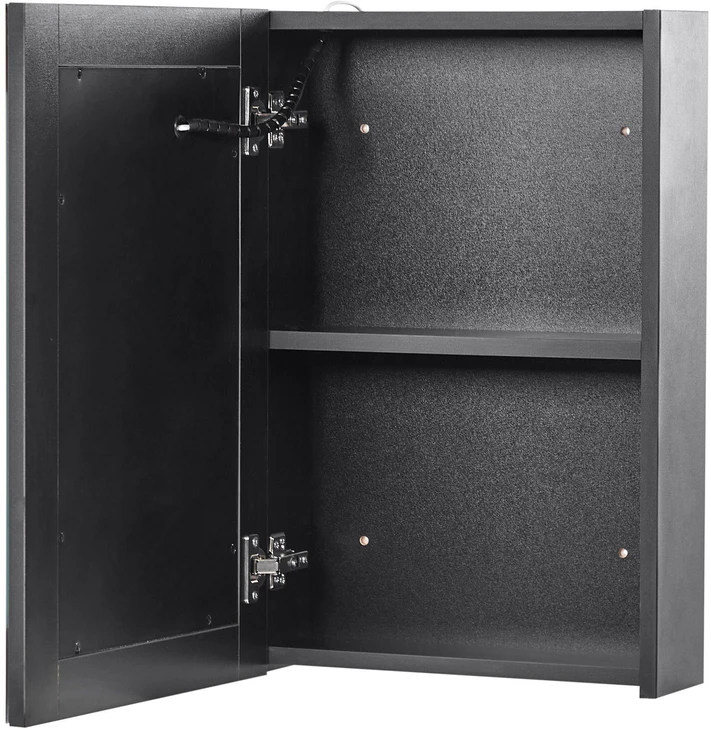 Beliani Pakabinama vonios kambario spintelė su LED veidrodžiu CAMERON 40 cm 60 cm juoda