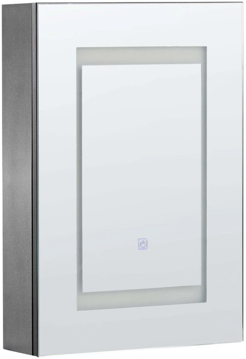 Beliani Pakabinama vonios spintelė su LED veidrodžiu MALASPINA 40 cm 60 cm juoda