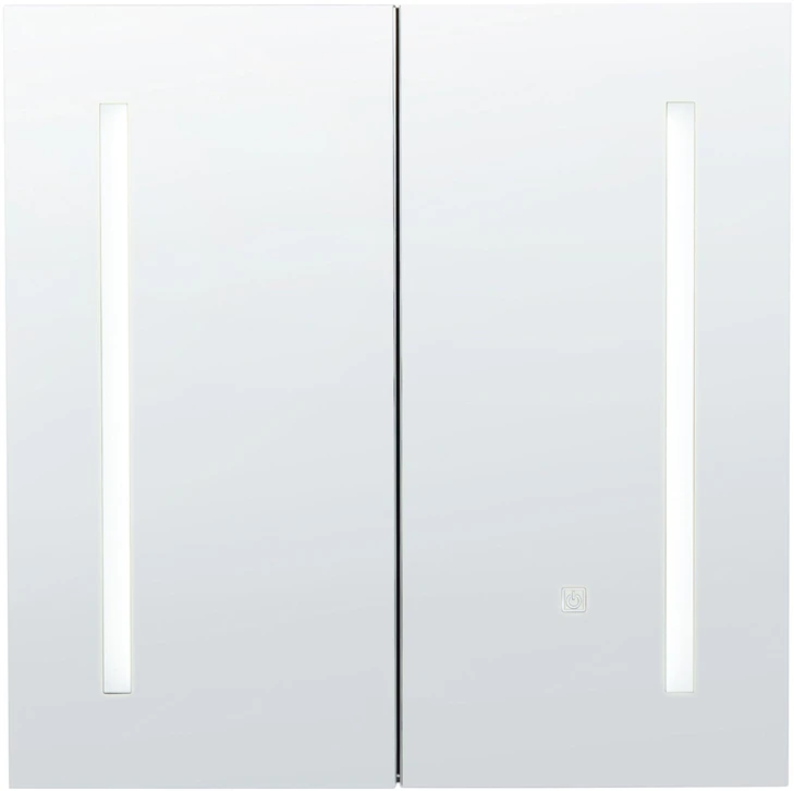 Beliani Pakabinama vonios spintelė su LED veidrodžiu CHABUNCO 60 cm 60 cm juoda