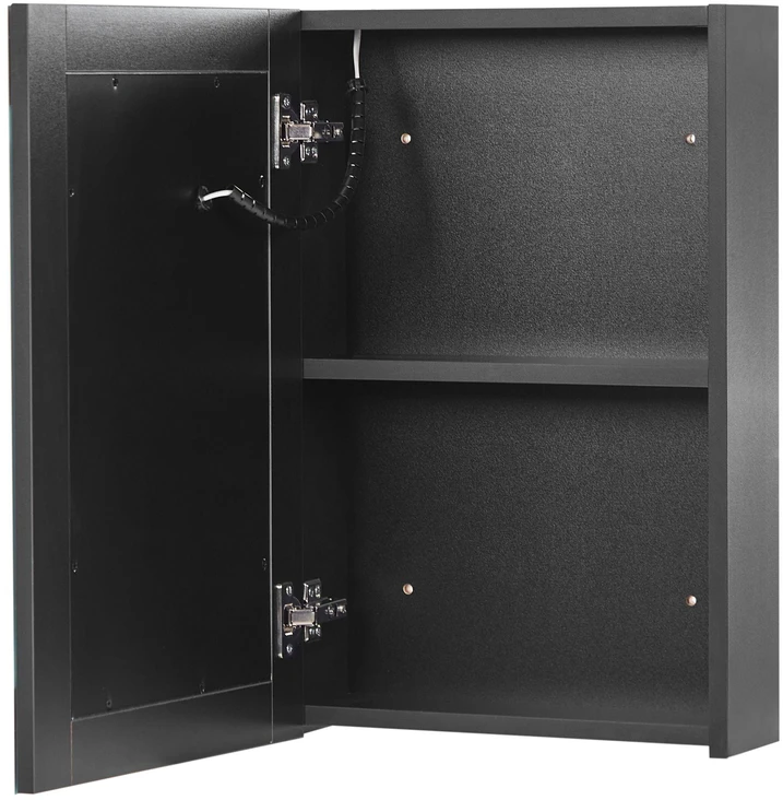 Beliani Pakabinama vonios spintelė su LED veidrodžiu MALASPINA 40 cm 60 cm juoda