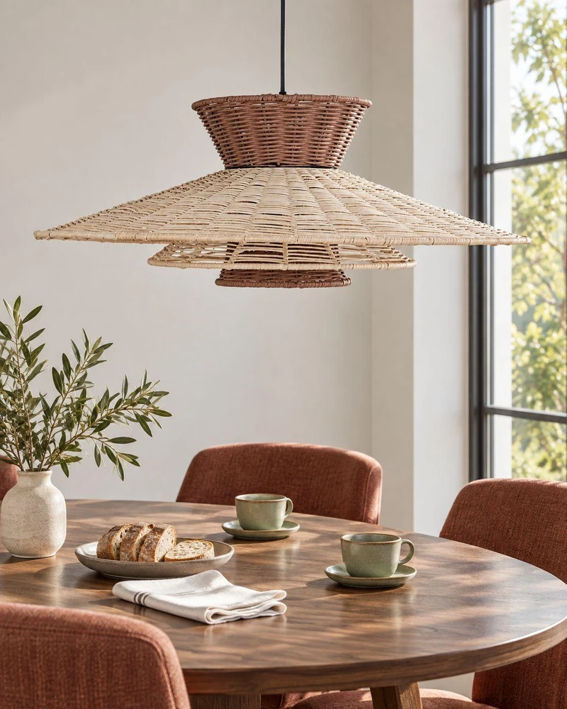 Beliani Pakabinamas šviestuvas KABOMPO Rattan rudas