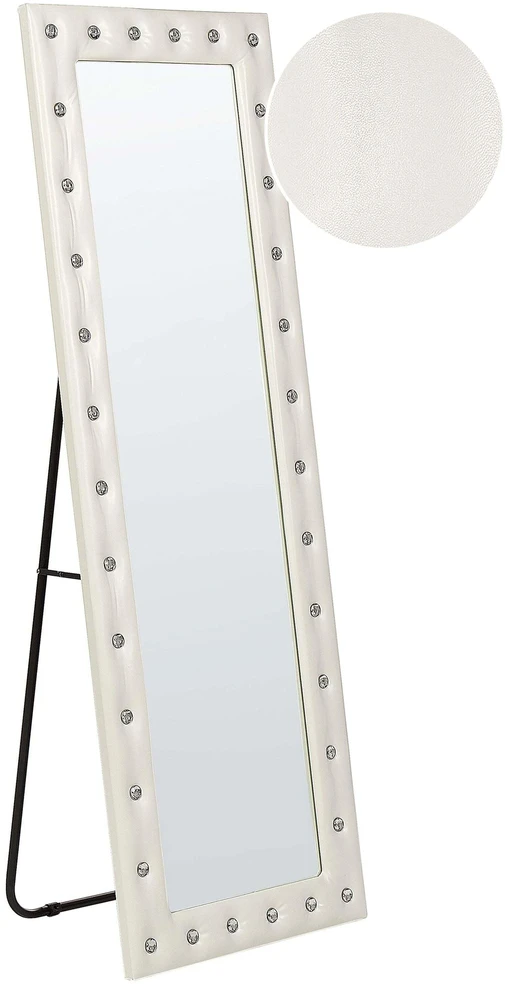 Beliani Pastatomas veidrodis ANSOUIS 150 cm eko-oda baltas