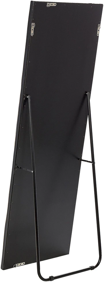 Beliani Pastatomas veidrodis ANSOUIS 150 cm, ekologiška oda, juodas
