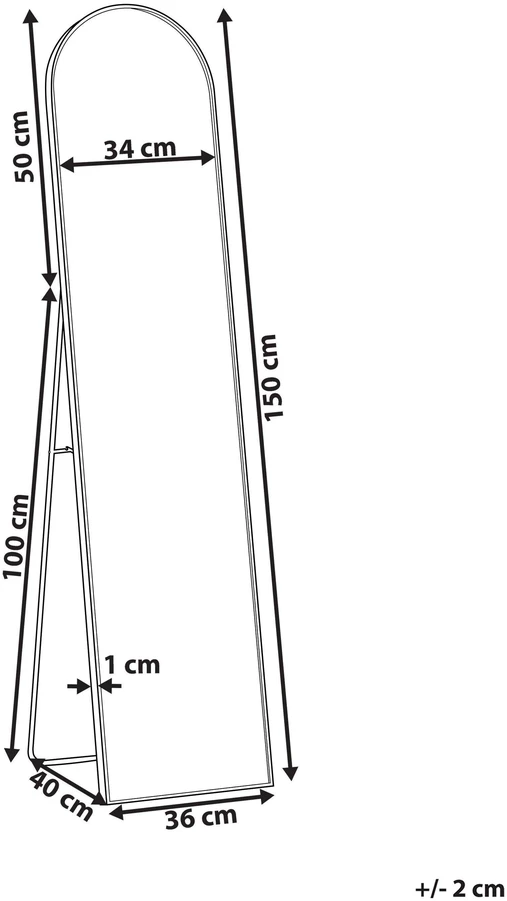 Beliani Pastatomas veidrodis BAGNOLET 150 cm metalinis auksinis