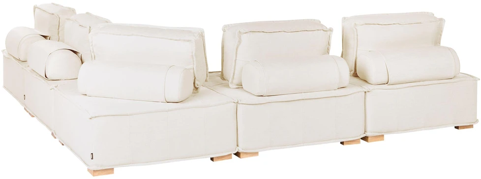 Beliani Penkiavietė modulinė kampinė sofa TIBRO, kreminės baltos spalvos, kairinė