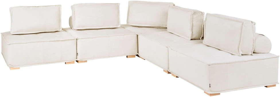 Beliani Penkiavietė modulinė kampinė sofa TIBRO, kreminės baltos spalvos, kairinė