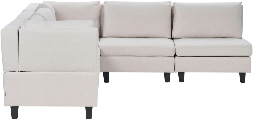 Beliani Penkių vietų modulinė kampinė sofa UNSTAD Dešininė Šviesiai smėlio spalvos