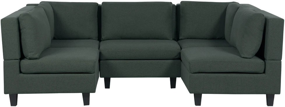 Beliani Penkių vietų modulinė sofa U formos UNSTAD tamsiai žalia