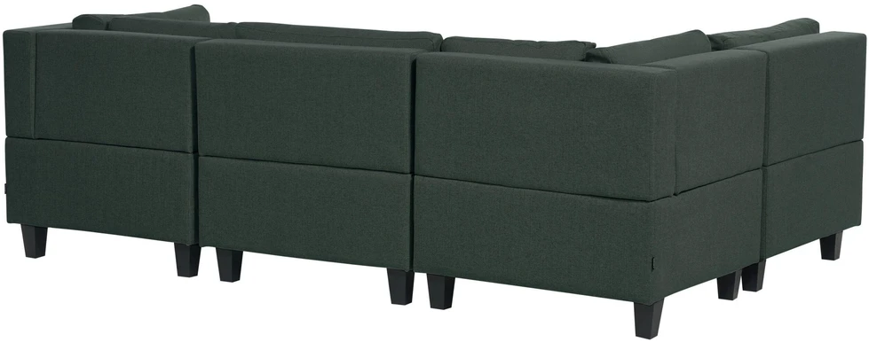 Beliani Penkių vietų modulinė sofa U formos UNSTAD tamsiai žalia