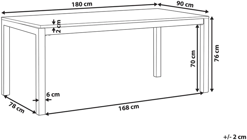 Beliani Posėdžių stalas GROSSETO 90 cm 180 cm granito spalvos juodas