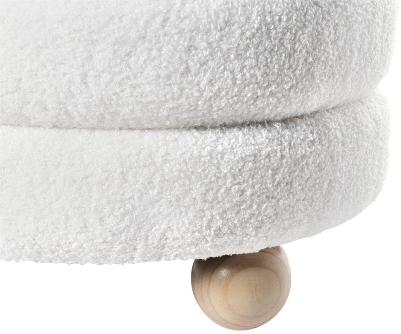 Beliani Pufas CHILLY Boucle, kreminės baltos spalvos