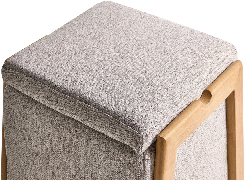 Beliani Pufas su daiktadėže EDLAND, 45 cm, smėlio spalvos