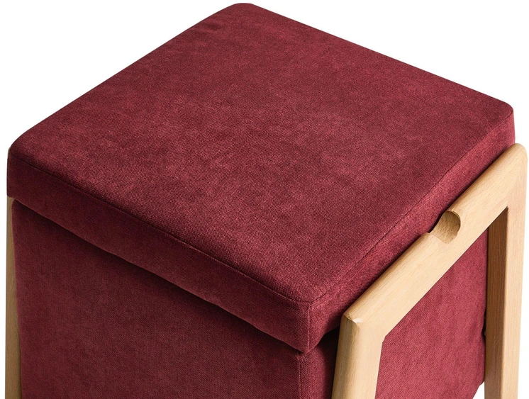 Beliani Pufas su daiktadėže EDLAND, 45 cm, bordo