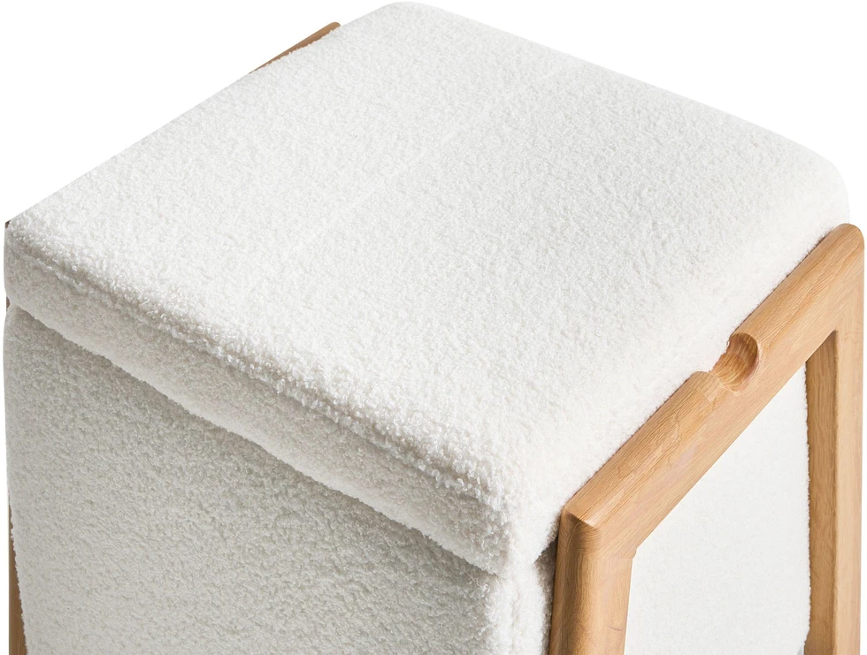 Beliani Pufas su daiktadėže EDLAND Boucle 45 cm baltas