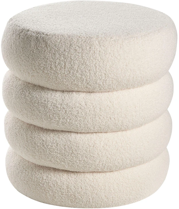 Beliani Pufas SUMPTER, baltas, boucle audinys
