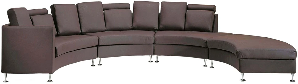 Beliani Pusapvalė 7 vietų sofa ROTUNDE Natūrali oda Ruda