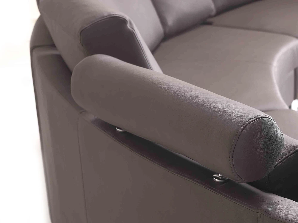 Beliani Pusapvalė 7 vietų sofa ROTUNDE Natūrali oda Ruda