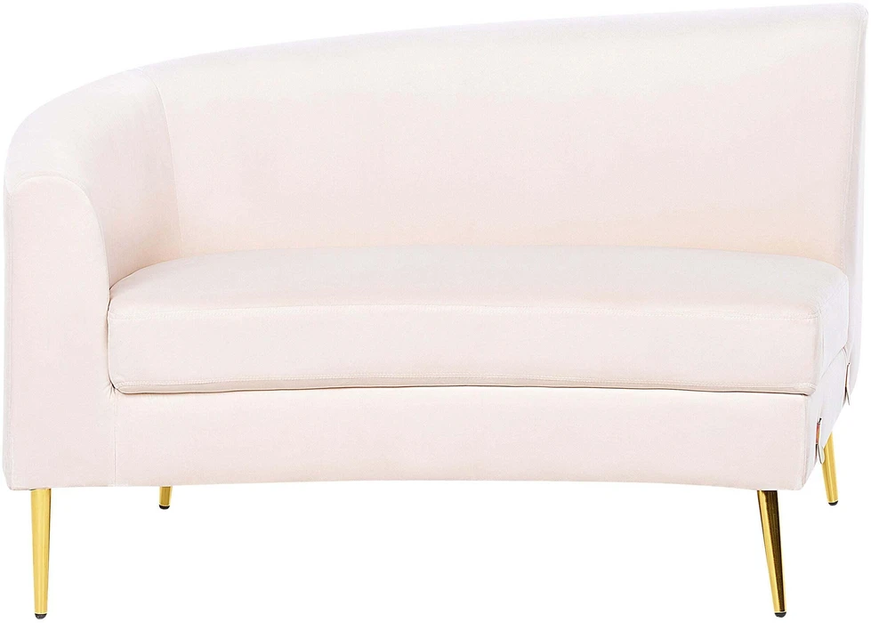 Beliani Pusapvalė sofa 4 asmenims MOSS veliūrinė šviesiai smėlio spalvos