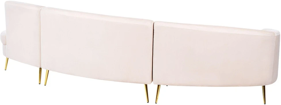 Beliani Pusapvalė sofa 4 asmenims MOSS veliūrinė šviesiai smėlio spalvos