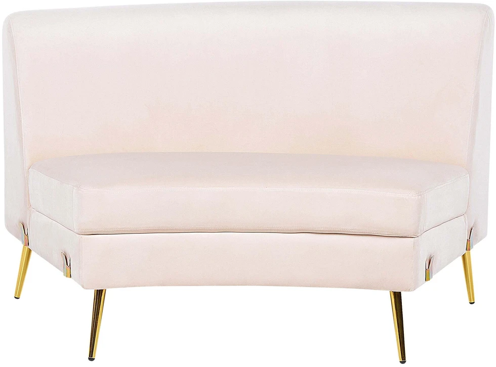Beliani Pusapvalė sofa 4 asmenims MOSS veliūrinė šviesiai smėlio spalvos