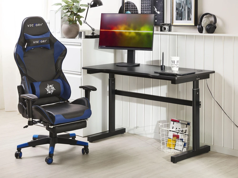 Beliani Rankiniu būdu reguliuojamas žaidimų stalas DURBIN juodas 120 cm 60 cm RGB LED