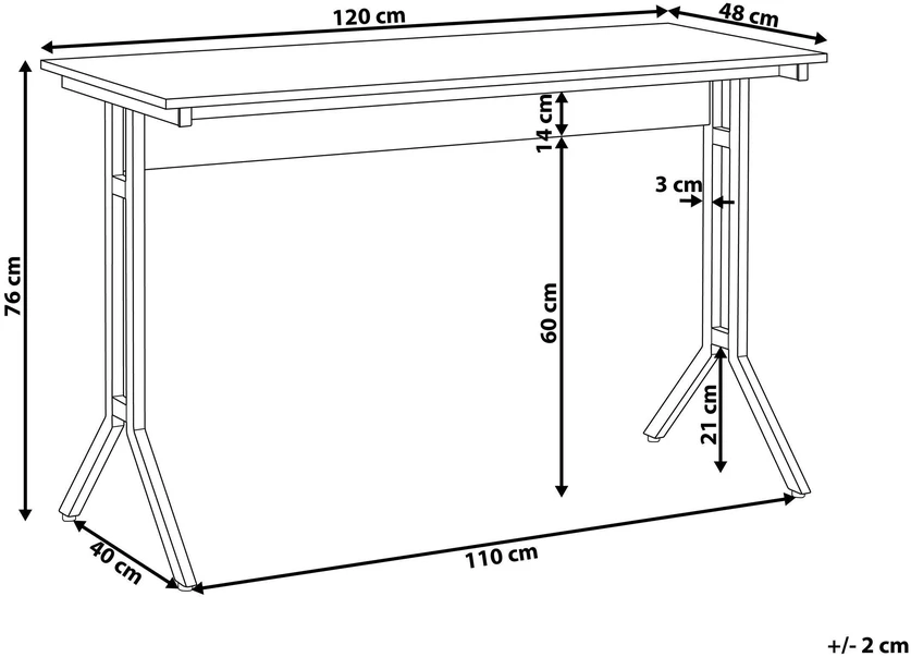Beliani Rašomasis stalas CREEK tamsiai rudas 120 cm 48 cm