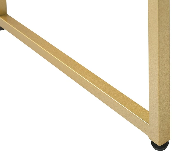 Beliani Rašomasis stalas DAPHNE baltas/auksinis 100 cm 48 cm su stalčiais