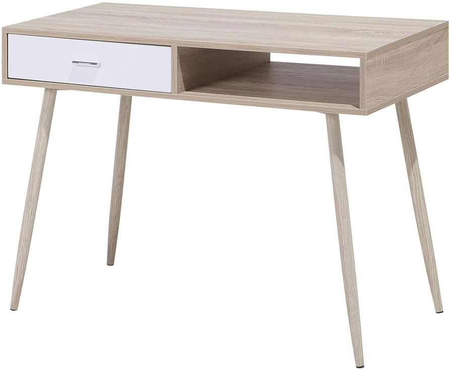 Beliani Rašomasis stalas DEORA, šviesiai rudas, 100 cm x 48 cm, su stalčiais