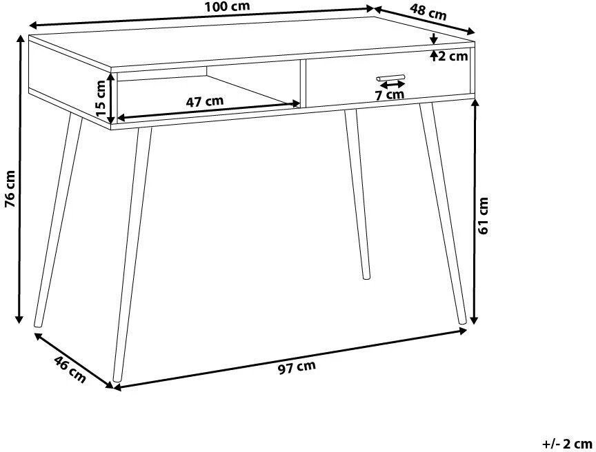 Beliani Rašomasis stalas DEORA, šviesiai rudas, 100 cm x 48 cm, su stalčiais