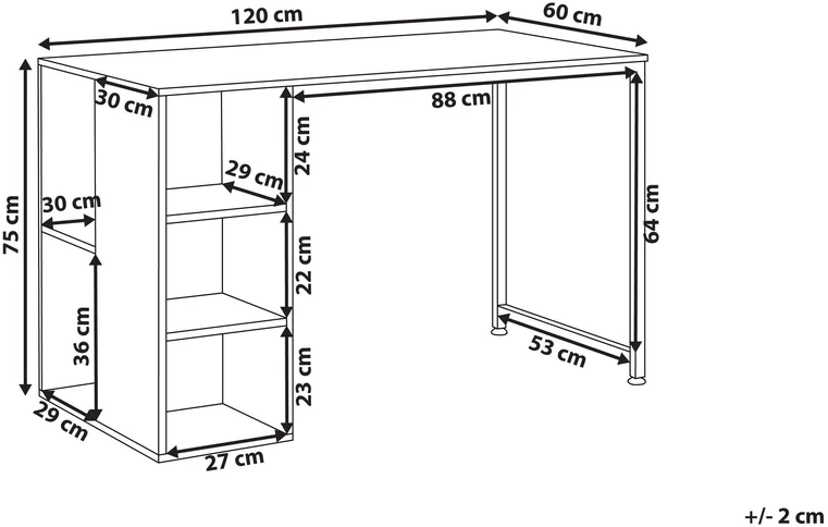 Beliani Rašomasis stalas DESE rudas/baltas 120 cm 60 cm
