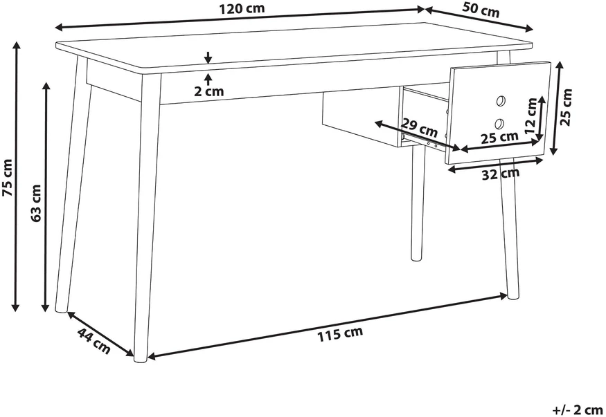 Beliani Rašomasis stalas FENESTRA šviesiai rudos / baltos spalvos 120 cm 50 cm