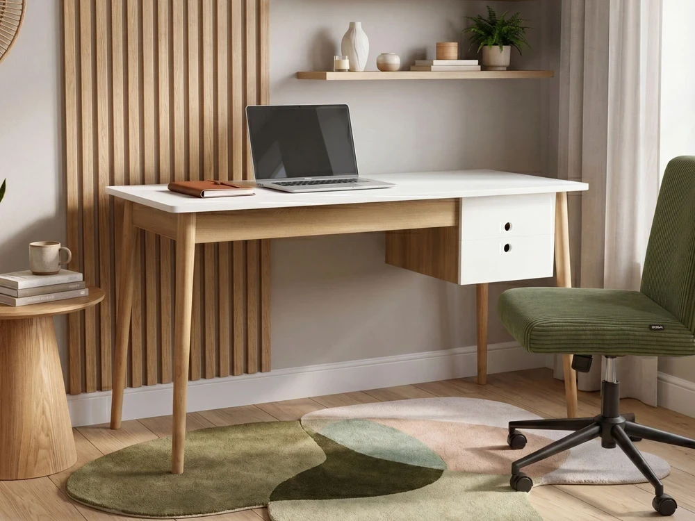 Beliani Rašomasis stalas FENESTRA šviesiai rudos / baltos spalvos 120 cm 50 cm