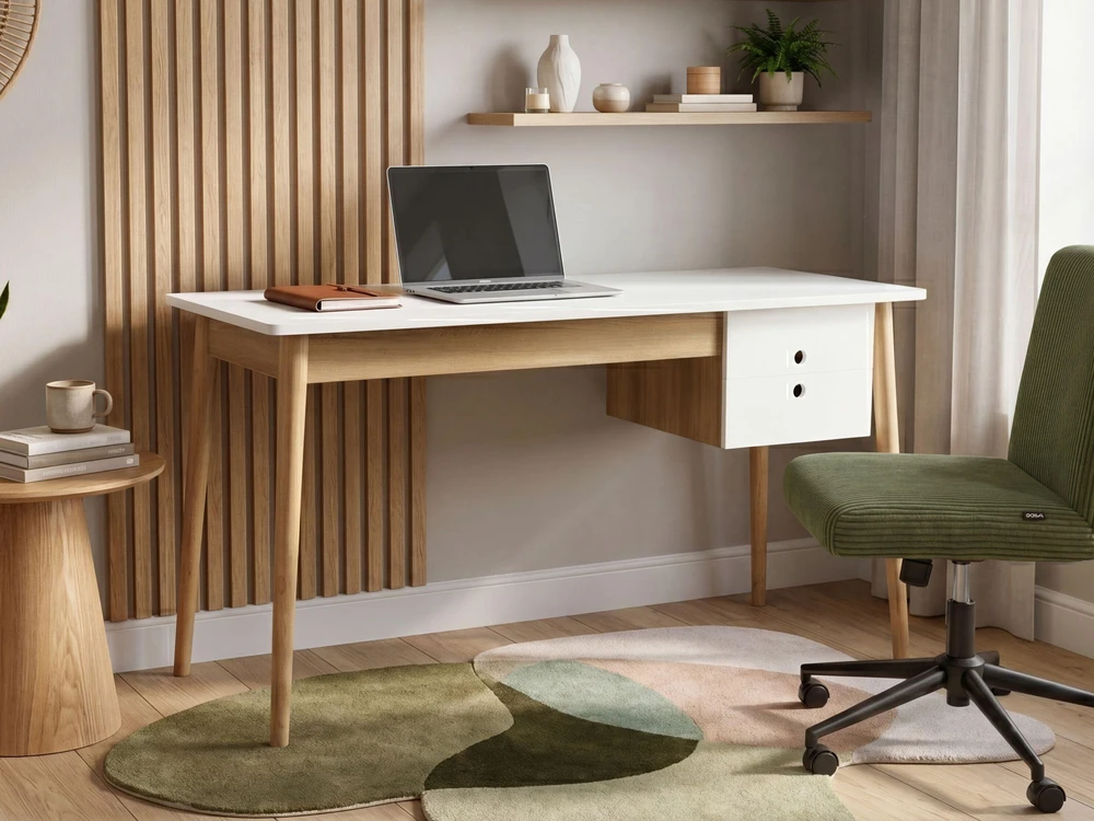 Beliani Rašomasis stalas FENESTRA šviesiai rudos / baltos spalvos 120 cm 50 cm