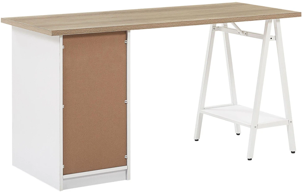 Beliani Rašomasis stalas HEBER rudas/baltas 140 cm 60 cm su stalčiais