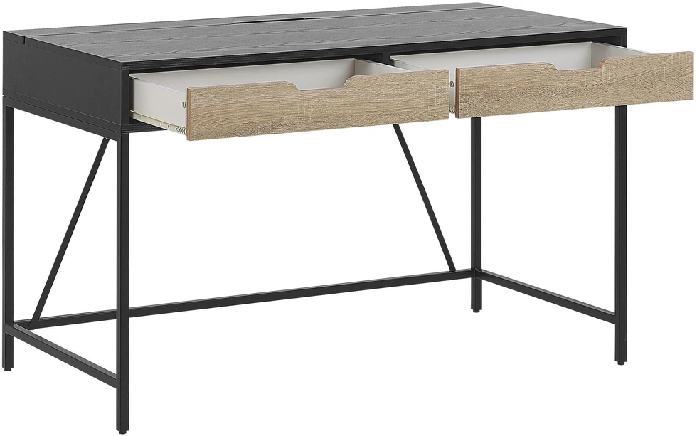 Beliani Rašomasis stalas JENA, juodas, 120x60 cm, su stalčiais