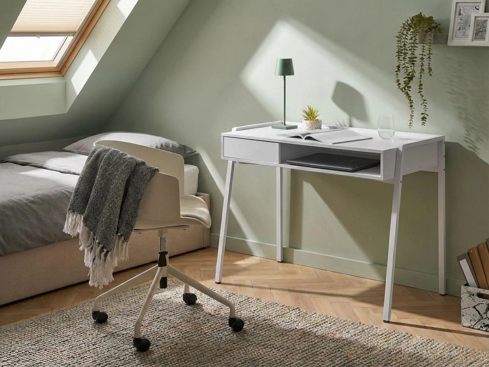 Beliani Rašomasis stalas KOFOTEN baltas 107 cm 48 cm