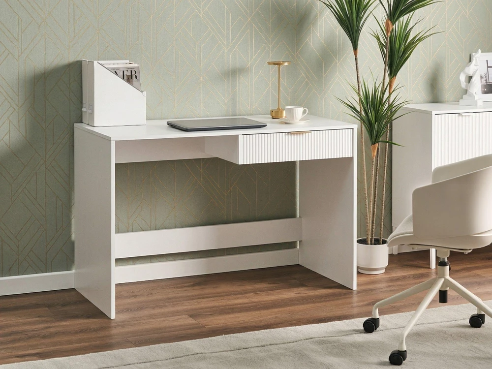 Beliani Rašomasis stalas LUTETIA baltas 120 cm 60 cm