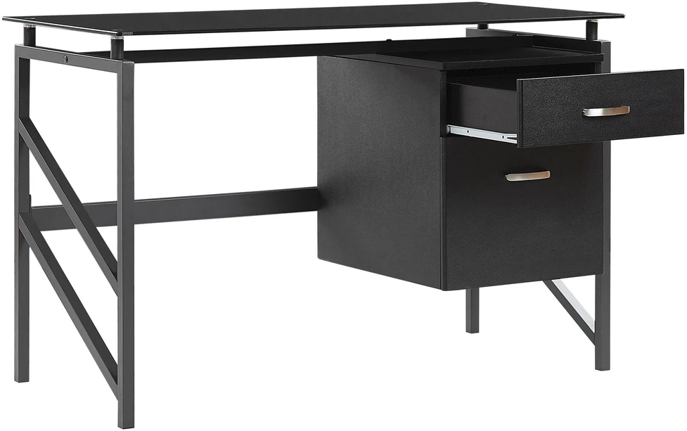 Beliani Rašomasis stalas MORITON, juodas, 117 cm x 57 cm, su stalčiais