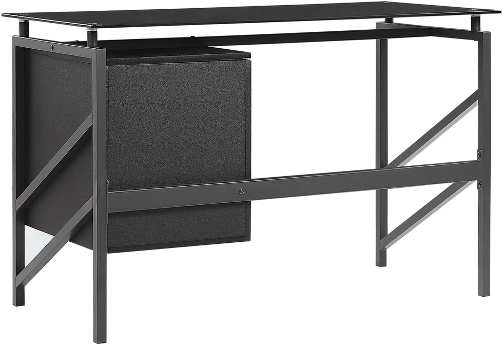 Beliani Rašomasis stalas MORITON, juodas, 117 cm x 57 cm, su stalčiais