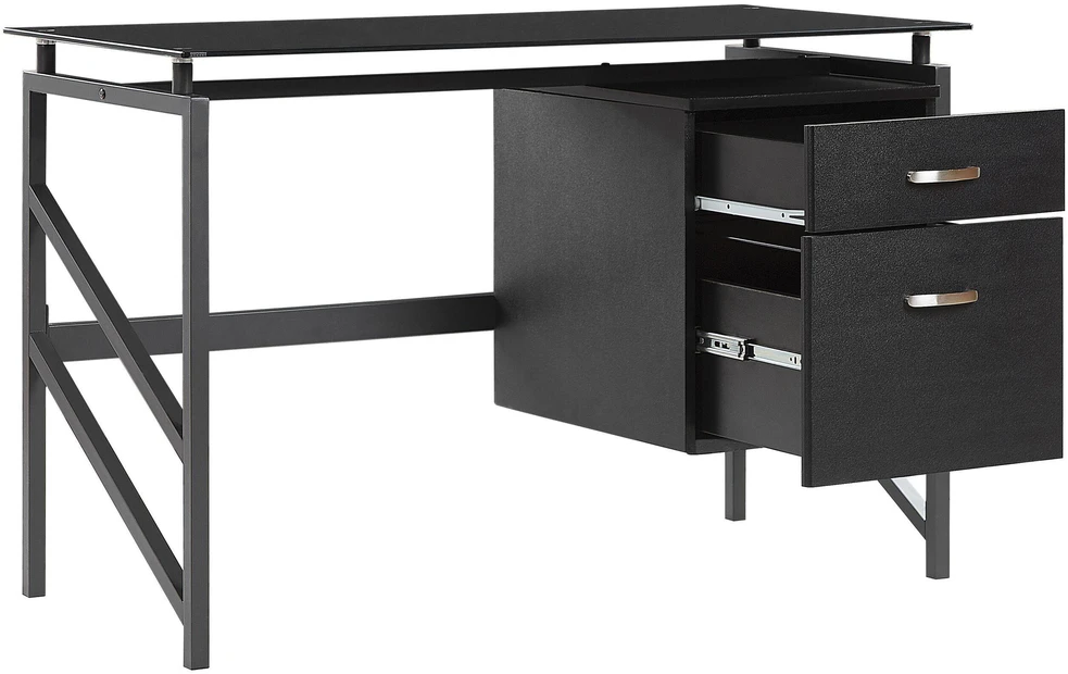 Beliani Rašomasis stalas MORITON, juodas, 117 cm x 57 cm, su stalčiais