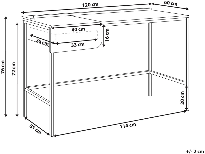 Beliani Rašomasis stalas OCATE baltas 120 cm 60 cm