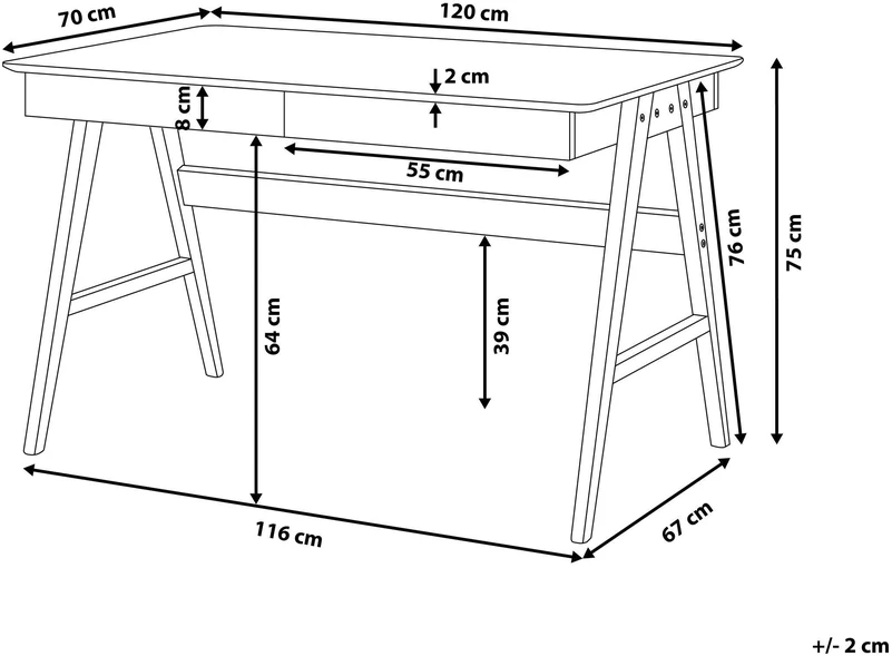 Beliani Rašomasis stalas SHESLAY baltas 120 cm 70 cm su stalčiais