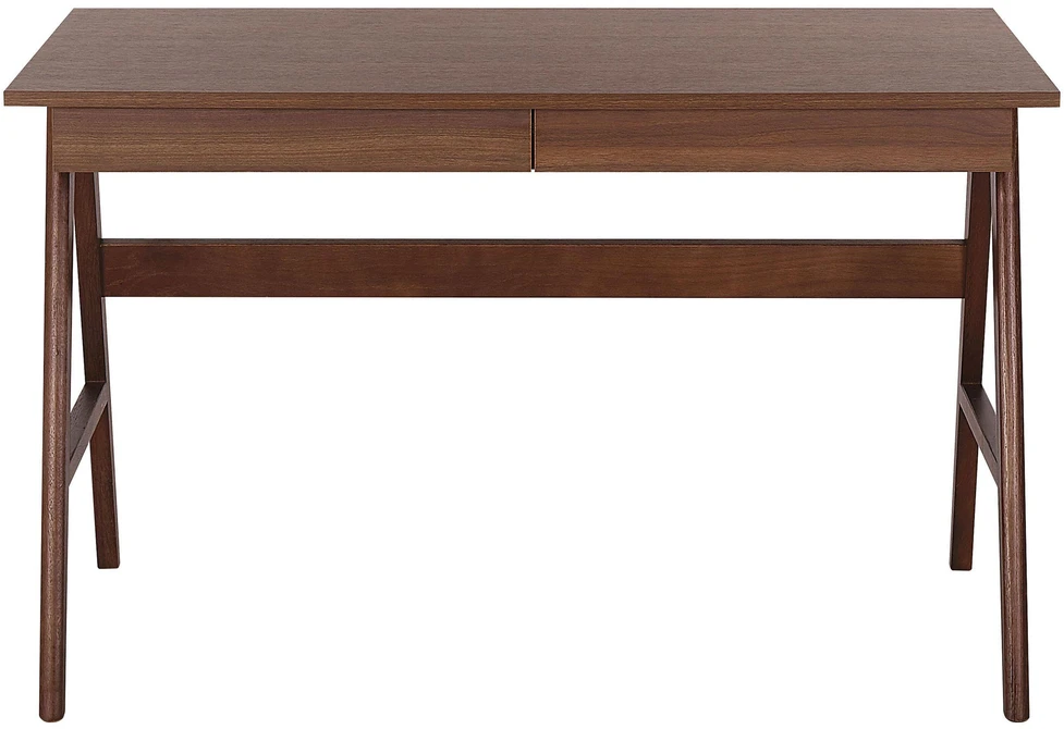 Beliani Rašomasis stalas SHESLAY, tamsiai rudas, 120 cm x 70 cm, su stalčiais