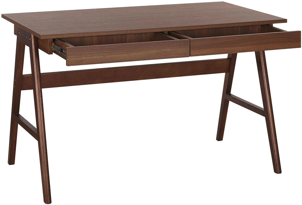 Beliani Rašomasis stalas SHESLAY, tamsiai rudas, 120 cm x 70 cm, su stalčiais