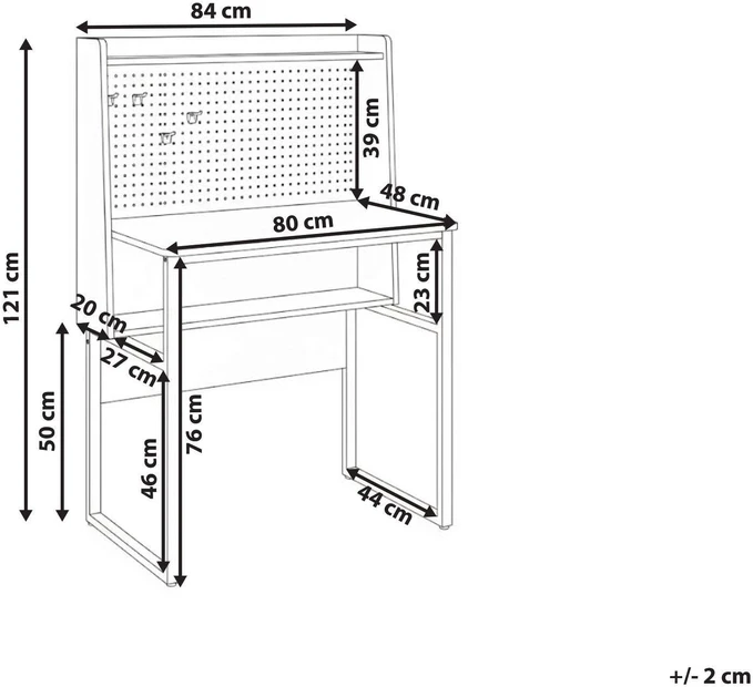 Beliani Rašomasis stalas su perforuota lenta BUXTON, baltas, 84 cm x 48 cm