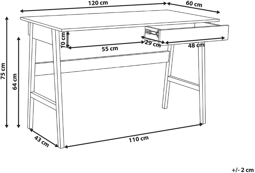 Beliani Rašomasis stalas THESLAY šviesiai rudos / baltos spalvos 120 cm 60 cm