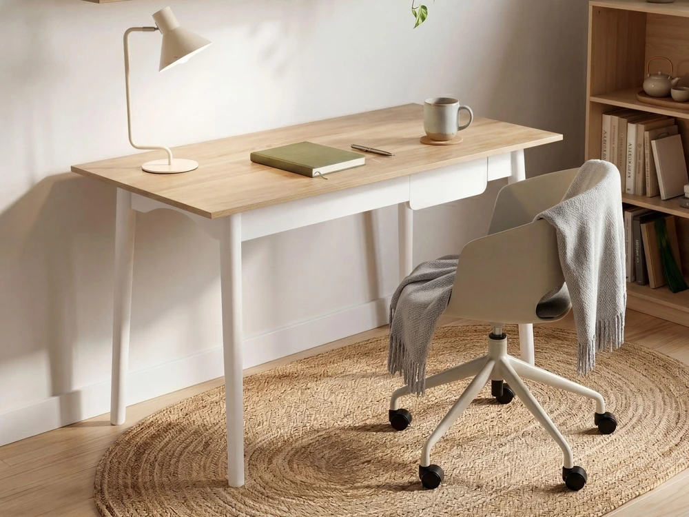 Beliani Rašomasis stalas VITRION šviesiai rudas/baltas 120 cm 60 cm