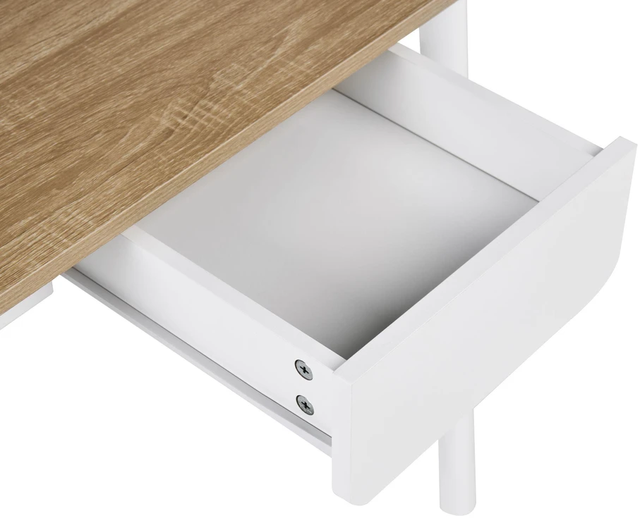 Beliani Rašomasis stalas VITRION šviesiai rudas/baltas 120 cm 60 cm